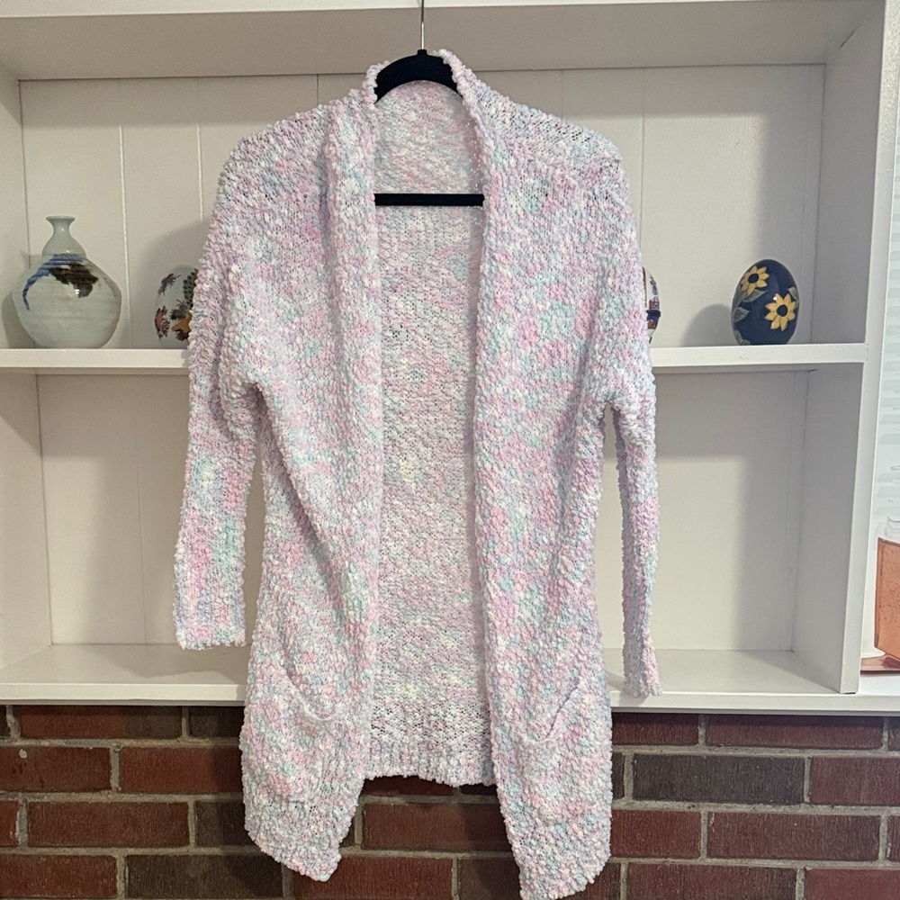 Cozy Pastel Open-Front Cardigan